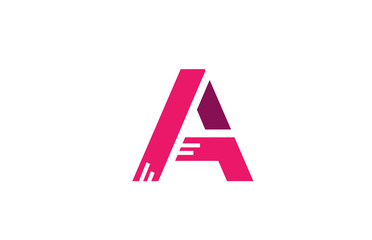pink white alphabet letter A logo design icon for business company