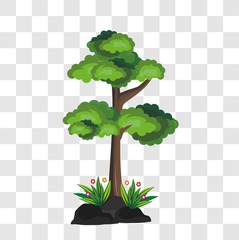Obraz premium Vector design of trees and flowers cartoon on transparant background