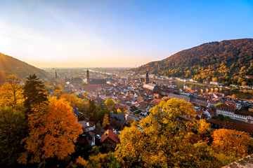 Ausblick über die Stadt Heidelberg, Baden-Württemberg, Deutschland 