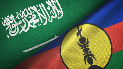 Saudi Arabia and New Caledonia two flags textile cloth, fabric texture