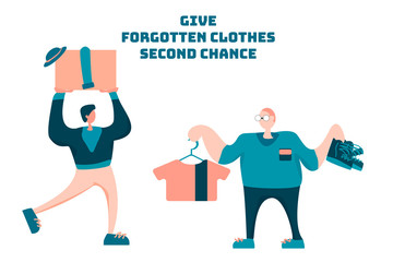 Donation clothes concept vector illustration.