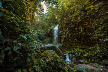 Waterfall and its natural environment of the Cerro Azul Meambar National Park (Panacam) on Lake...