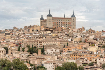 Fototapeta na wymiar Majestic view of the city of Toledo, Spain. Panoramic cityscape of the old city of Toledo in Spain