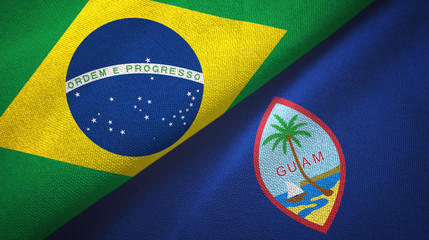 Brazil and Guam two flags textile cloth, fabric texture
