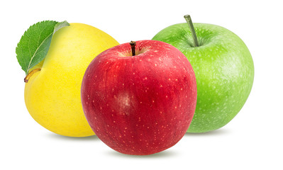 Fresh apples isolated on white background with clipping path