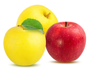 Fresh apples isolated on white background with clipping path