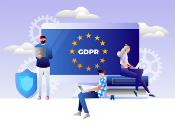 General rules for data protection GDPR. The European Commission strengthens and unifies the protection of personal data. Vector illustration © Maria