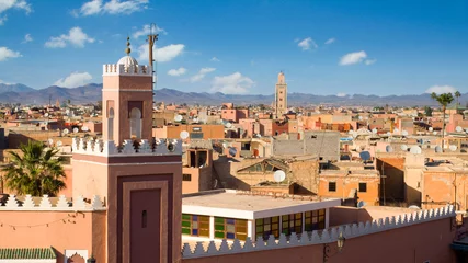 Foto op Canvas Minaret Toren Op De Historische Ommuurde Stad (medina) In Marrakech. Marokko © VanderWolf Images