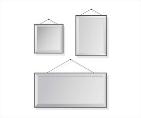 Vector 3d blank black hanging frames. 