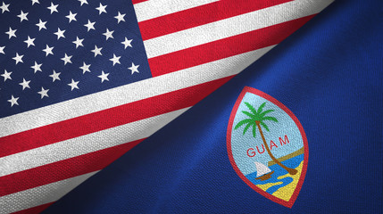 United States and Guam two flags textile cloth, fabric texture