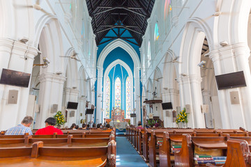 Fototapeta na wymiar SINGAPORE - MARCH 26, 2016 : Saint Andrew Cathedral is an Anglican cathedral in Singapore.