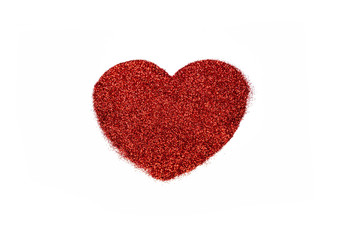 Particles heart shaped against white background