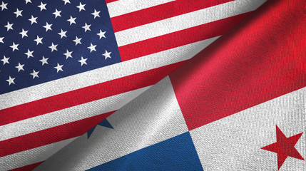 United States and Panama two flags textile cloth, fabric texture