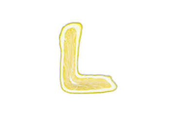 English letter " L " in the form of a cut lemon