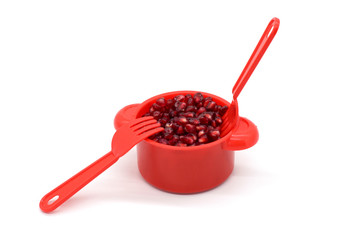 Peeled Pomegranate Grains in a Baby Pot
