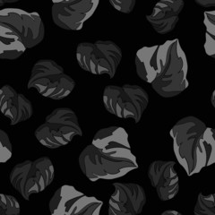 seamless pattern in monochrome colors with leaves