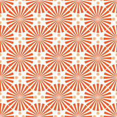 Abstract geometric circle lines seamless pattern. Red, white. Endless texture for wallpaper, tiles, pattern fills, backgrounds and surface textures.