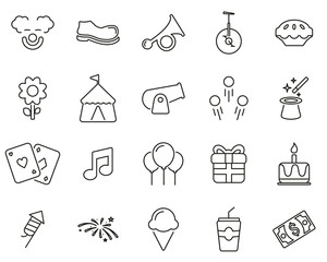 Clown Or Clown Show Thin Line Set Big