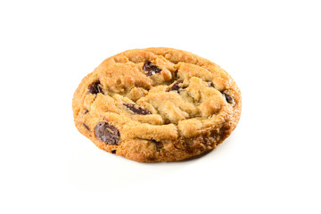 Chocolate chip cookie isolated on white background