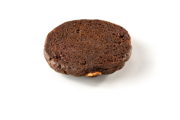 Upside down chocolate chip cookie with white chocolate, isolated on white background