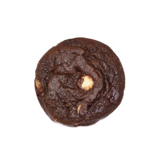 Chocolate chip cookie with white chocolate, isolated on white background
