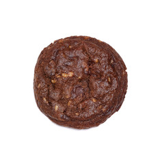 Chocolate chip cookie with nuts, isolated on white background