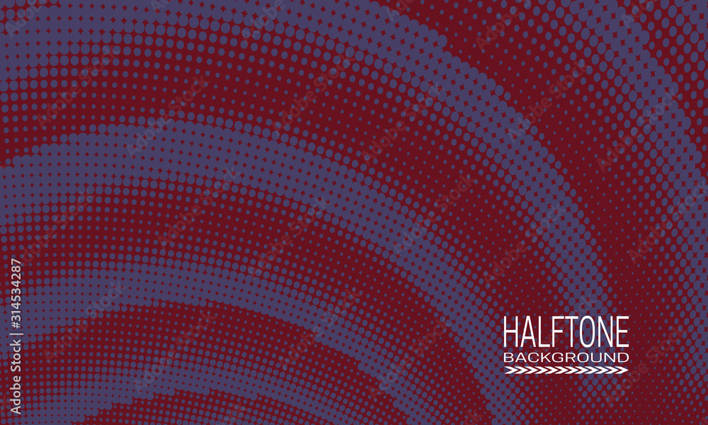 Poster halftone background design with purple dots on red. monochrome abstract cover template of editable c