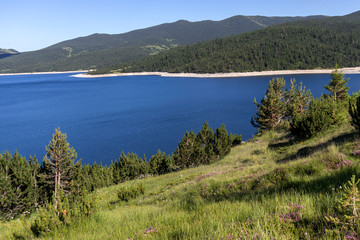 Panorama of Belmeken Reservoir, Rila mountain, Bulgaria