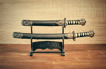 Katana sword japanese traditional samurai weapon as decoration