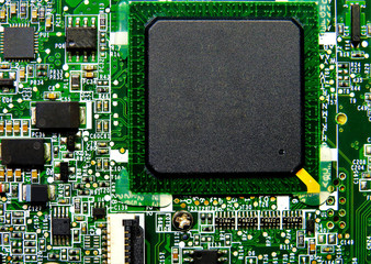 Electonics board with components in close up              