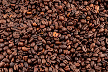 Roasted coffee beans with background.