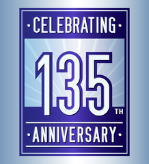 135 years logo design template. Anniversary vector and illustration.