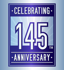 145 years logo design template. Anniversary vector and illustration.