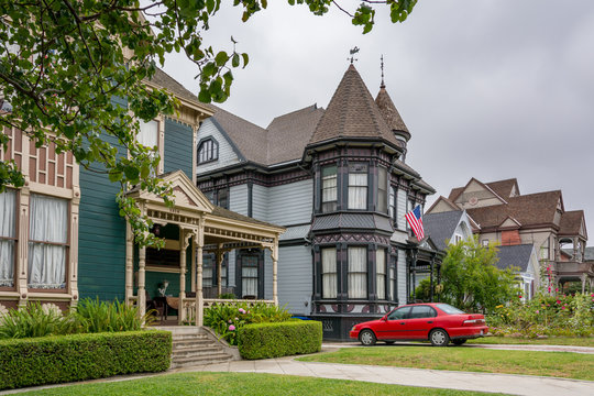 Historic Victorian house in the streets of Los Angeles, California, USA