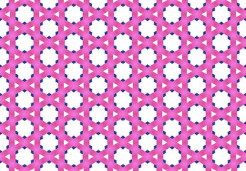 Watercolor seamless geometric pattern design illustration. Background texture. In pink, blue, white colors.