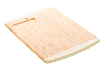 Wooden kitchen cutting board on a white background isolated