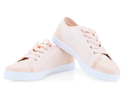 women's pink canvas canvas comfortable shoes on a white background sneakers