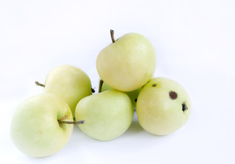 fruit of apple tree, yellow, isolated