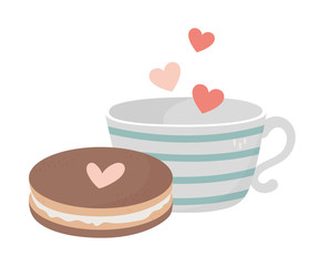 happy valentines day coffee cup and cookie love card