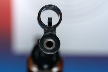 Air pistol with ammunition for sports shooters in caliber 4.5 mm Photographed in the studio