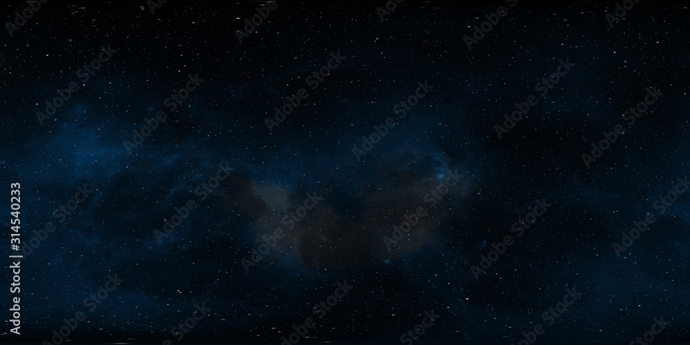 Wall mural 360 degree space background with nebula and stars, equirectangular projection, environment map. hdri