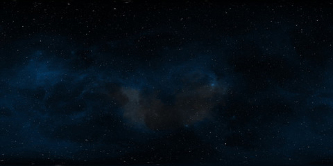 Naklejka na ściany i meble 360 degree space background with nebula and stars, equirectangular projection, environment map. HDRI spherical panorama.