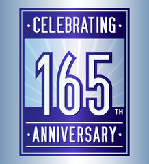 165 years logo design template. Anniversary vector and illustration.