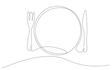 Plate fork and spoon on white background vector illustration