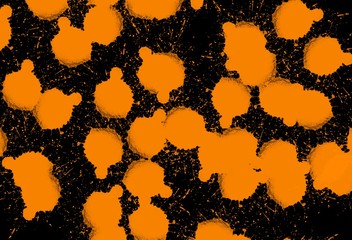 Orange graffiti circles on black background
