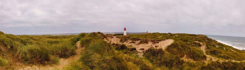 Fototapeta na wymiar Panorama of the Lighthouse List West, Sylt, Germany