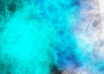 White and blue nebula on black background