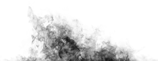 Panoramic view. Texture of burn fire explosion. Black and White flames on isolated background. Texture for banner,flyer,card . Design element.