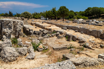 Fototapeta na wymiar Remains of the Acropolis of Rhodes City on the mountain Mount Smith on Rhodes island, Greece