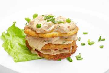 potato pancakes with sauce